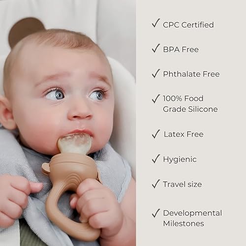 Baby Kae Little Fruit Feeder (Oat) Baby Led Weaning- BPA- Free Food- Grade Silicone, Introduce Solids, Pacifier and Fruit Feeder- Infant & Toddler Teether