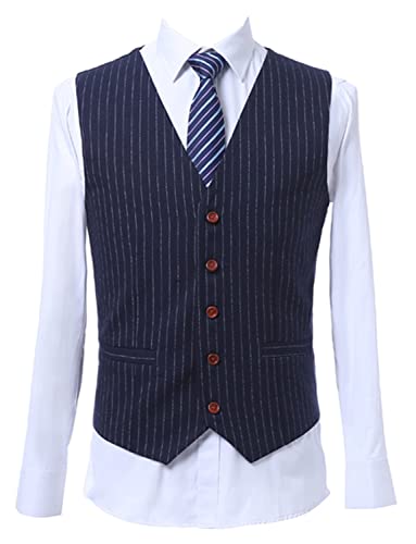 Gilet de smoking à rayures pour hommes boutonné Ulnomio