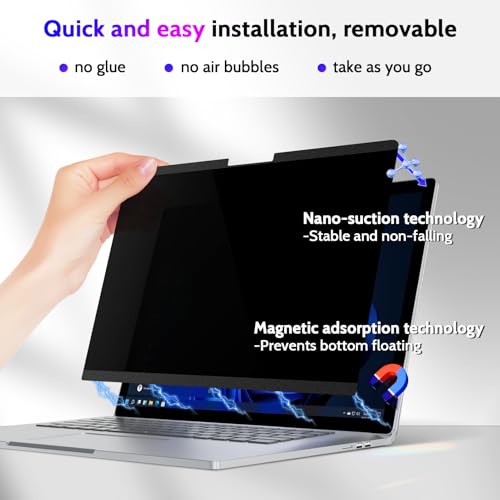Image of Peslv Magnetic Privacy Screen for Surface Book 3 /2 /1 13.5 Inch, Removable Anti Blue Light Glare Filter, Black Security Private Apy Block Protector