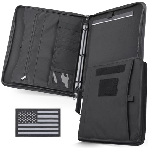 LIVANS Tactical Notebook Portfolio with Zipper 3-Ring Ring Binder