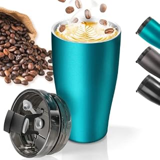 YUHENGLE Travel Mug, Insulated Coffee Cup with Leakproof Lid,Reusable Travel Coffee Cup Stainless Steel Thermal Mug for Hot Cold Coffee, Coffee Mug Travel Cups with Straw&Cleaning Brush 510ml