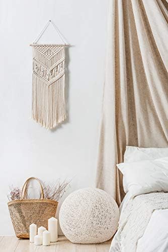 Mkono Macrame Wall Hanging Handmade Bohemian Chic Woven Tapestry Home Art Decor for Apartment Dorm Room Bedroom Party Wedding Wall Decoration Ornament, 13" W x 28" L
