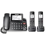 Panasonic Link2Cell Expandable Phone with Digital Answering System & Smart Call Blocker, One Corded Base Unit and Two Cordless Handsets Black - KX-TGF882B