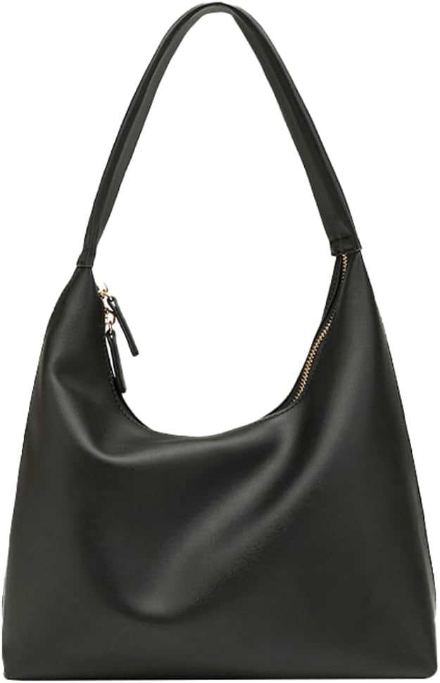 Trendy PU Leather Crescent Shoulder Bag Slouchy Hobo Bags for Women Tote Handbags Retro Soft Underarm Crossbody Purses