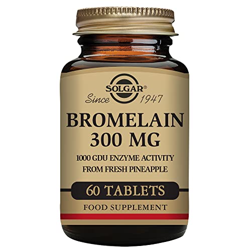 Solgar Bromelain 300 mg Tablets - Pack of 60 - Nutritional Enzyme - Supports Sinus Pain and Swelling - Vegan Gluten Free and Kosher