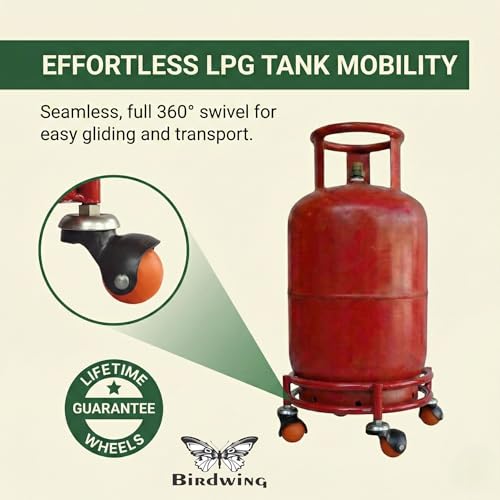 Image of BIRDWING 2 Pcs Heavy Gas Cylinder Trolley with Durable Anti-Jamming Wheels for Home & Kitchen | Smooth Mover Cart for Utility | Heavy Duty 4-Wheel Steel Gas Cylinder Stand for Kitchen ( Pack Of 2 )