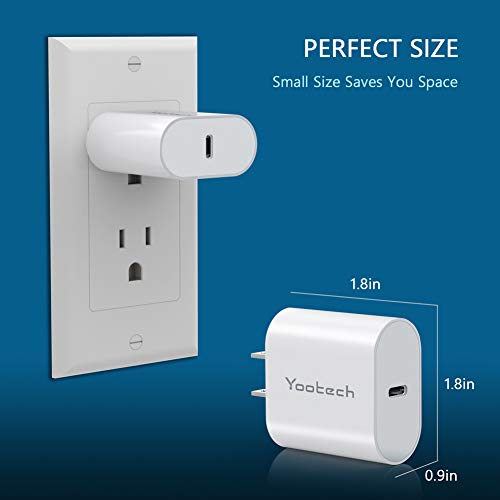 Yootech Compatible with iPhone Charger, 20W PD USB C Power Adapter, USB C Fast Charger for iPhone 12/12 Mini/12 Pro/12 Pro Max/MagSafe,Compact Type C Wall Charger for Galaxy,Pixel,iPad Pro,AirPods Pro