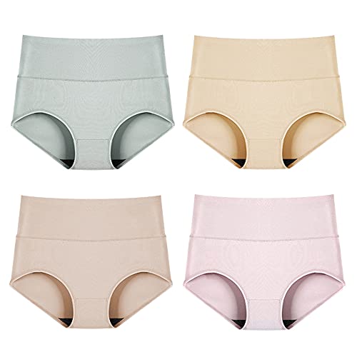 Slip taille haute en coton respirant WENJUN lot de 4 culottes confort femme taille L