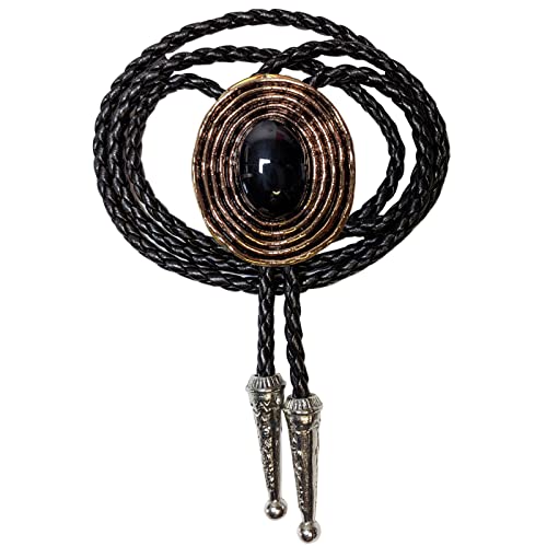 Image of Turquoise Agate Granite BOLO Tie for Men Women Leather Wedding Necklace Western Cowboy Necktie