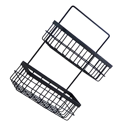 Zerodeko 1Pc Iron Double Wall Basket for Organizing Wall Mounted Storage for Kitchen Bathroom Living Room Hanging Rack for Toiletries Towels Iron Design