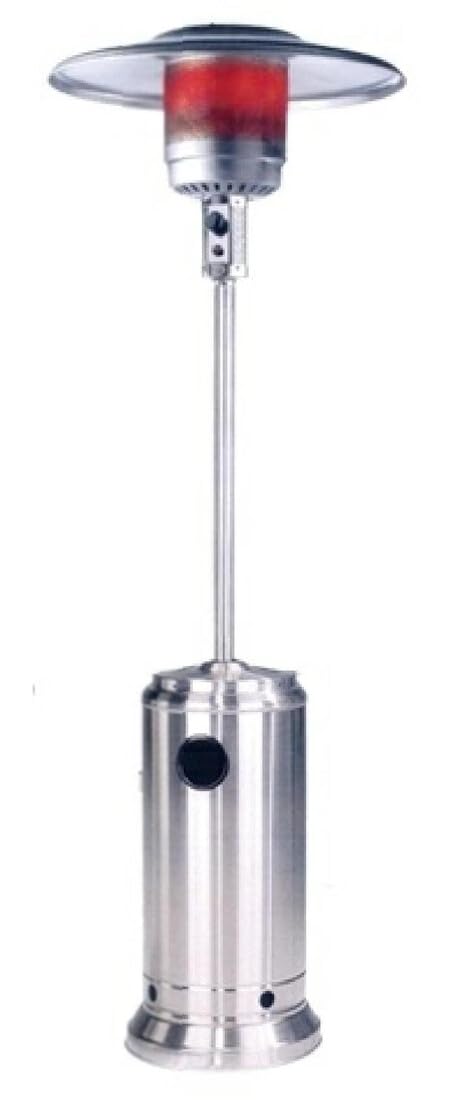 Estufa de gas butano inoxidable para terraza, 3500/10500W, portátil con ruedas; ideal para calentar espacios exteriores.