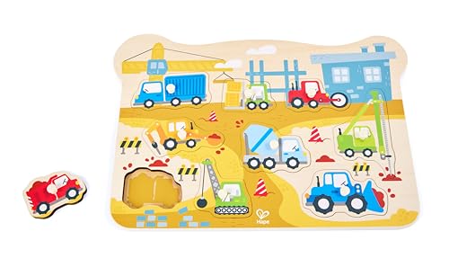 Image of Hape Construction Vehicles Peg Puzzle