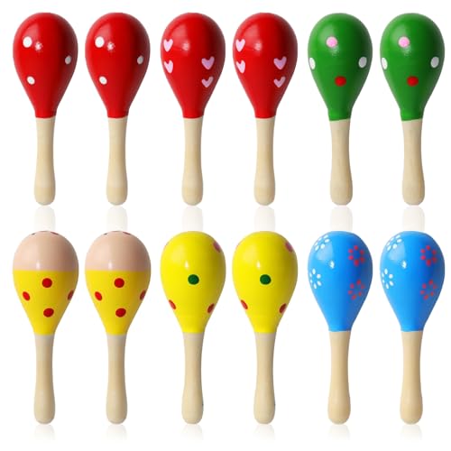 ATSGJLZN 12 Stück Holzrassel Baby Maracas