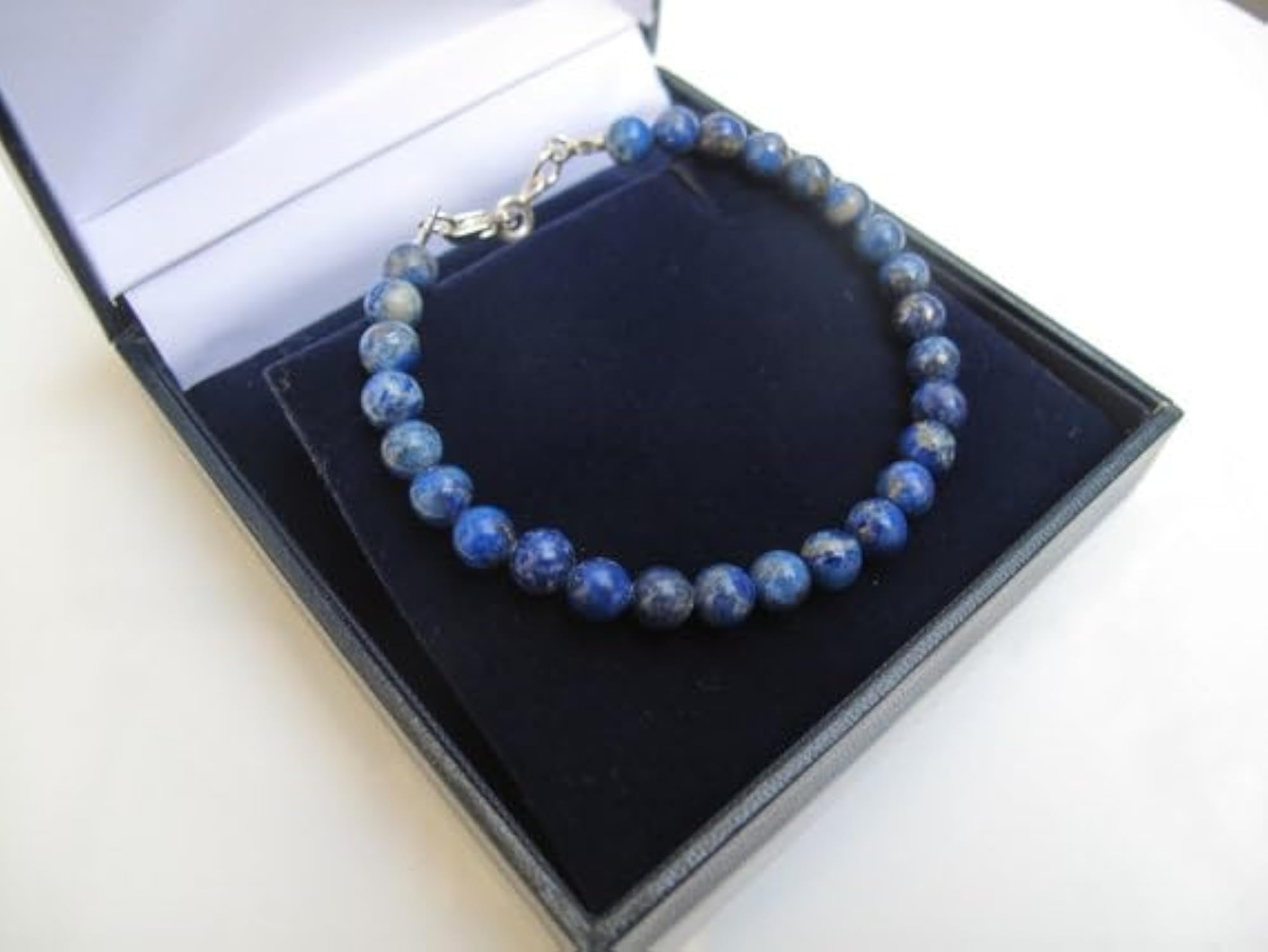 Lapis Lazuli Round Beaded Bracelet, Adjustable Link for Men & Women