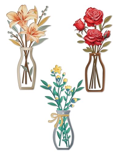 AXHoustake 3 Piece Metal Flower Wall Decor Set - DIY Rustic Colorful Floral Wall Art for Bathroom, Kitchen, Living Room, Bedroom - Farmhouse Metal Wall Art with Lily, Rose, Daisy - Housewarming Gift