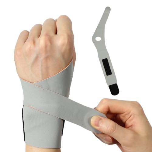 Ulnar Wrist Brace for Right & Left Hand, Ultra-Thin Elastic Wrist Wrap with Compression, Inconspicuous & Art-Inspired Design, Adjustable Support for Repetitive Wrist Use, Daily Wear for Typing, Work, Sports, Recovery, and Cheer Activities (Grey, Left)
