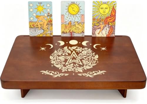 Mesa de altar pequeña con patrón de estrella y luna