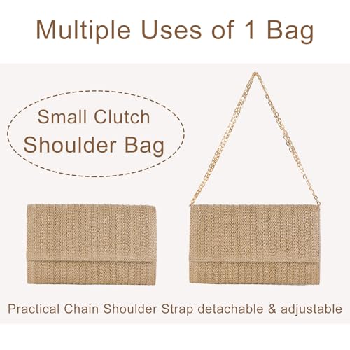Natural Straw Flat Clutch Women 2026 Boho Purse Top Handle Crossbody Handbag Stylish Woven Envelope Wallet Evening by Tellrain - Used condition - Image 4
