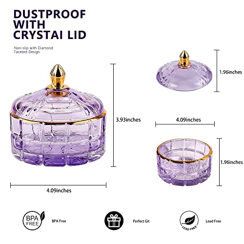 Alamhi Crystal Candy Jar Apothecary Decorative Jars With Lids Purple Storage Jewelry Glass Trinket Box Cute Candy Dish With Lid For Candy Buffet Gift Ideas, For Women #TOP5