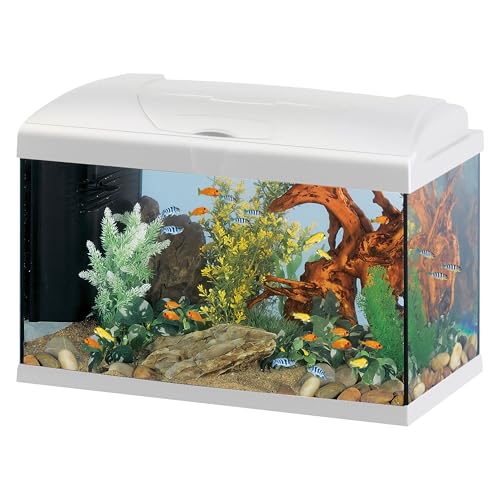 Hydor Acquario 60 Litri in Vetro per Pesci Tropicali o d'Acqua Dolce, include: Filtro 3 stadi per Acqua Cristallina, Lampada LED e Riscaldatore, 60 x 31,5 x h 39,5 cm. Bianco