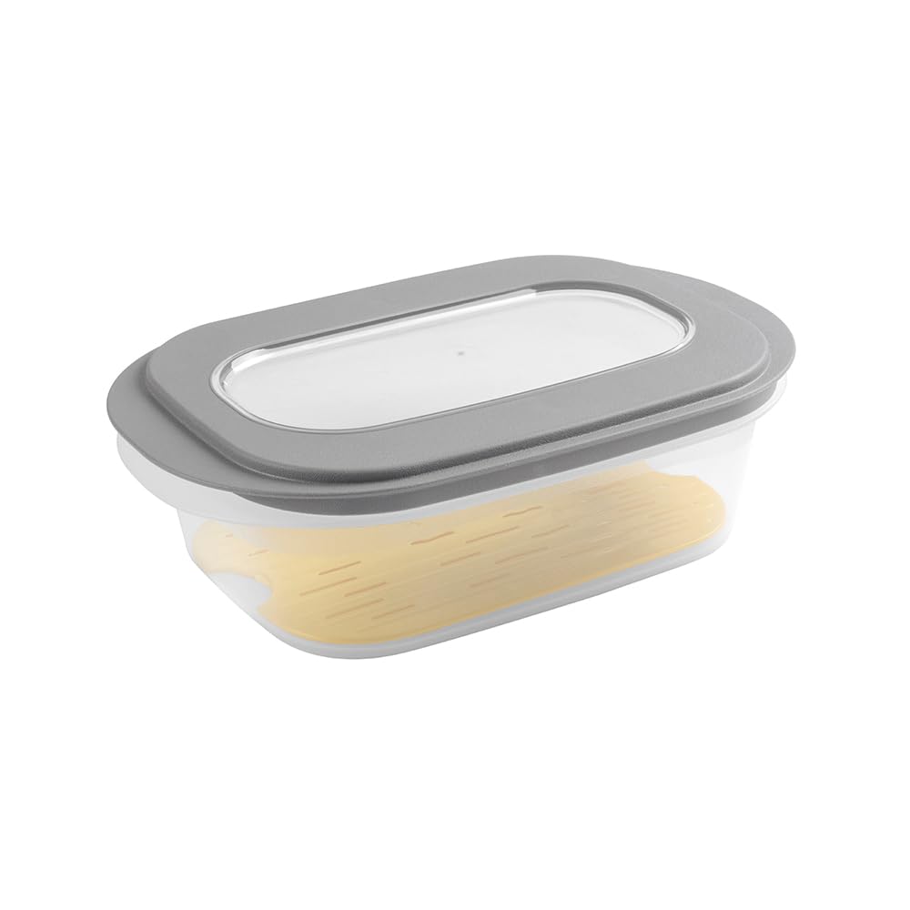 Sunware Sigma Home Porta Formaggio 1,​8L – 26,​5 x 17,​2 x 8 cm – Contenitore Frigorifero per Formaggi con Vassoio – Scatola Formaggio Trasparente