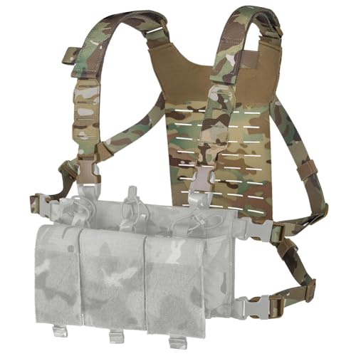 KRYDEX Hybrid Harness Shoulder Strap with MOLLE Back Panel, Adjustable Micro Airsoft Chest Rig (MC)