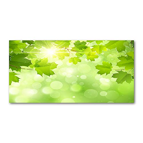 Mural art image verre plastique déco 140x70 cm tableau acrylique feuilles