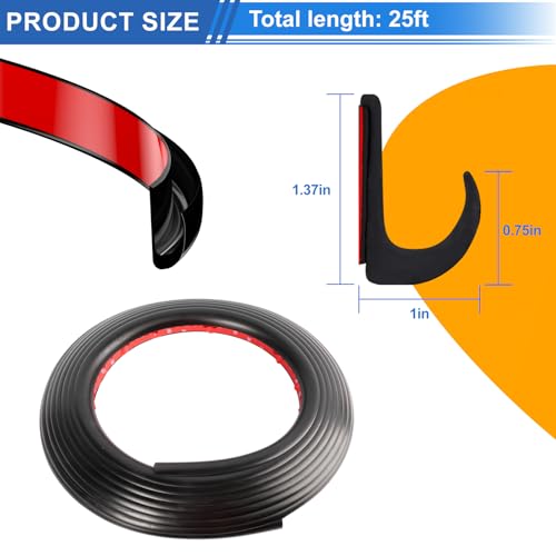 Ameri PVC Plastic Rain Gutter for Cars, Vans, and RVs, 3/4 Inch RV Trim Molding, Easy to Install Flexible Drip Rail Molding to Control Water Runoff (25ft, Black)