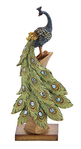 Deco 79 Poly-Stone Peacock, 6 By 13-Inch #TOP1