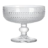 WAIT FLY Vintage Embossed Beads Glass Dessert Bowl Footed Trifle Bowl Ice Cream Bowl Serving Bowl for Fruit...