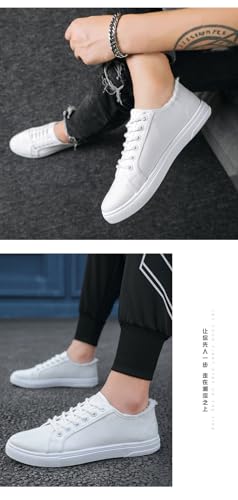 Men's Canvas Casual White Shoes, Flat Sole Sneakers4