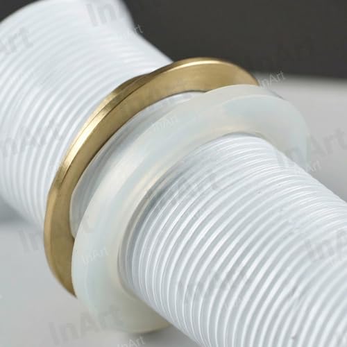 Image of InArt Brass Pop Up Waste Coupling 32MM White Matt, Easy Press Anti-Foul for Table Top Basin, Fits All Basins, Brass, 7 Inch - (White 2)