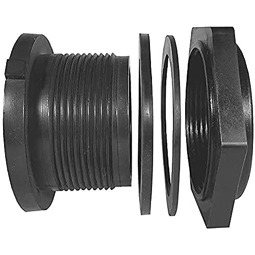 (1-1/4" Diameter - TF125P-E) Green Leaf Black Poly Bulkhead Fitting with Sealing Washer