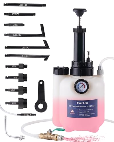 FAITIO 3L Transmission Fluid Transfer Pump w/ 12 ATF Adapters Automotive Fluid Pressure Pump for Refilling Transmission Differential and Gear Oil Manual Car Oil Dispenser Pump