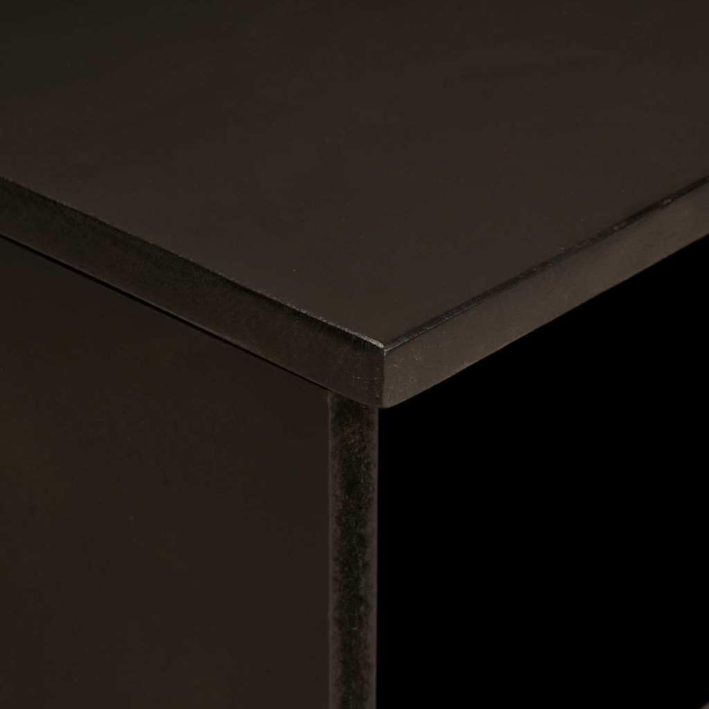 TV-Schrank Schwarz Gold 80x33x46 cm Holzwerkstoff | Mehrere Regale, Kegelfuesse, Stangengriffe, Pflegeleicht mit Feuchttuch