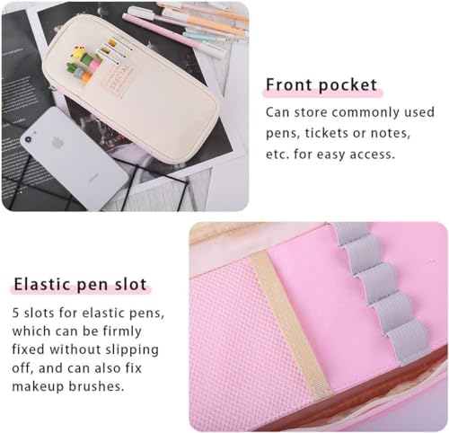 Image of Parshya Kawaii Pencil Case 2 Compartment Cute Pencil Pouch Aesthetic Pencil Case for Girls Large Capacity Pen Pencil Pouch Multifunctional Stationery Organizer for School Office (Spacial Pink)