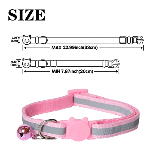 Kitys Fatch Detachable Cat Collars With Bells, Set Of 3, Super Soft Nylon Pet Collar With Name Tag，Adjustable，Cat Collars For Girls Cats Or Boys Cats (Pink) #TOP2