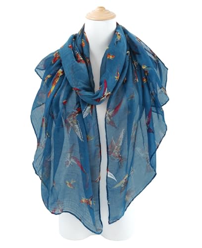 Image of GERINLY Scarfs for Women Lightweight Cotton Feel Scarves Floral Birds Print