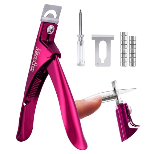 MelodySusie Acrylic Nail Clippers with 15pcs Magnet Sizers Professional Nail Clippers Cutters for Long Acrylic Gel Nails Tips Adjustable Stainless Nail Trimmer Manicure Tool for Salon Home Plum