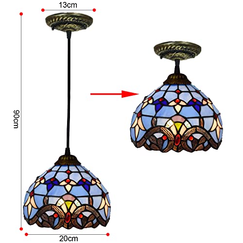 Suspension vintage vitrail blanc de 30cm pour luminaire de chambre baroque - 3
