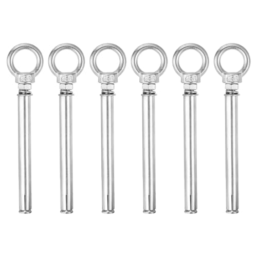 Image of uxcell Ring Lifting Expansion Eyebolt, 6pcs M6x100mm 304 Stainless Steel Expansion Screw with Eye Ring for Concrete Brick Wall