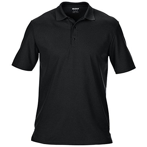 Gildan Polo Deportivo para Hombre Manga Corta Double Pique (S) (Negro)