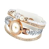 TOKIDNY Orologio da Polso Design Unico Movimento al Quarzo Preciso Donna Cinturino Intrecciato in Lega e Acciaio Inossidabile, Decorazione con Pietre Bianche Elegante