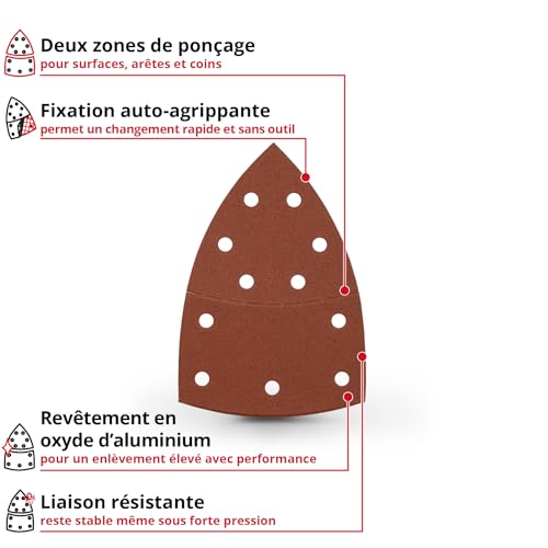 Einhell 496230 Papier abrasif pour ponceuse multifonction Grain 180 x x H 16 x 7 x 11 cm 50 pc - vue 2