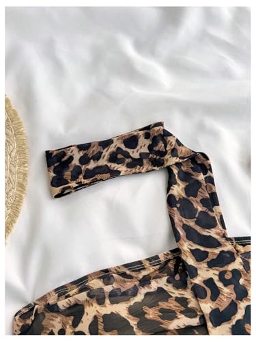 GORGLITTER Girl's Tube Tops Cute Leopard Print Going Out Tops Cheetah Print Ruched Strapless Crop Top with Neck Scarf3