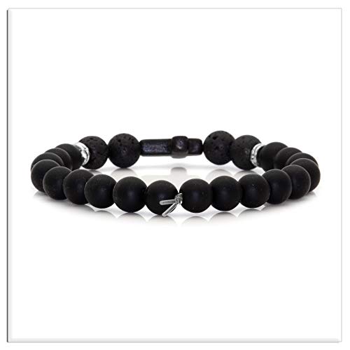 Image of Xusamss Fashion 8MM Matte Agate Beads Bracelet Cross Elastic Bracelet,7 1 /2 Wrist
