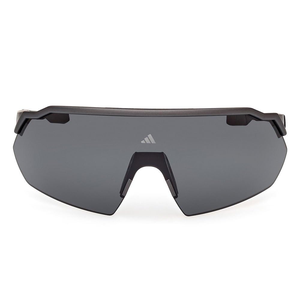 adidas Sport SP0093 Sonnenbrille Herren und Damen, Unisex Sportliche Dünne und Leichte Sonnenbrille, Bildschirm Linsenform, Inklusive Etui, Polarisierte Rauchgläser, Matt Schwarz