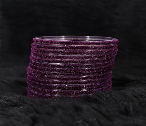 Image of NMII Glass Velvet Bangles Set For Women and Girls | Plain Glass Bangles | Velvet Chudi | Simple Bangles For Women | Stylish Glass Bangles- Set of 24