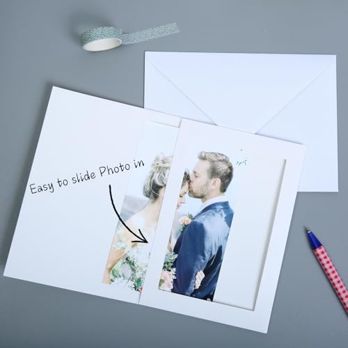 Image of 200 Pack Paper Photo Frame Cards 4x6 Inch White with 200 Self Seal Envelopes, Bulk Photo Insert Notecards, DIY Blank Cardboard Picture Frames for Halloween Thanksgiving Christmas New Year Graduation Wedding Birthday Classroom Art Craft Decor