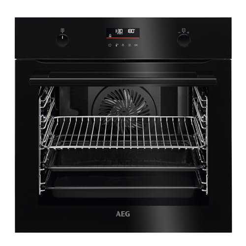 AEG BPK535060B Horno Multifunción, 71 L, Limpieza Pirolítica, 9 Funciones, Serie 6000, Cocción Multinivel, Calentamiento Rápido, Pantalla Táctil, Negro, Clase A+, Fabricado en DE